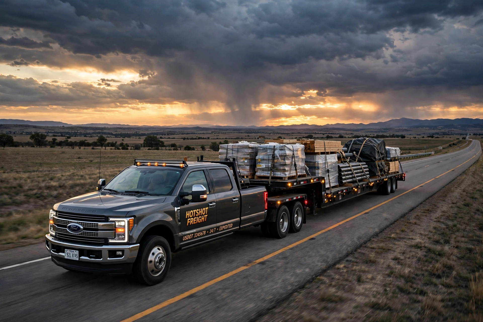 Cross USA HotShot truck on the highway